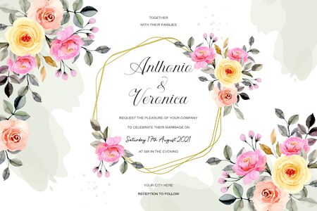 This picture uses watercolors. can be used as a greeting card, wedding invitation, birthday and partyのイラスト素材