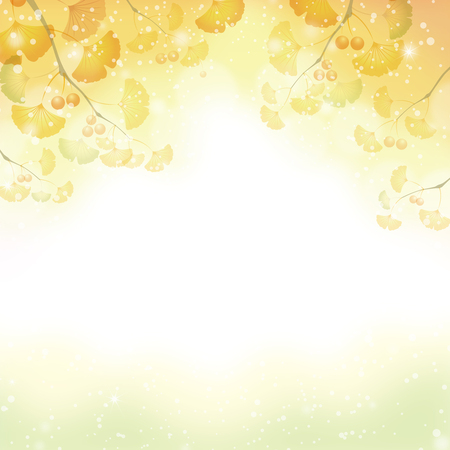 autumn background with ginkgo leavesのイラスト素材