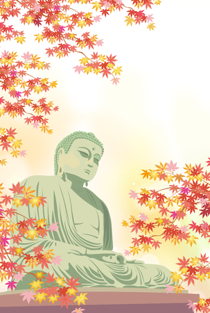 The Great Buddha in Autumnのイラスト素材