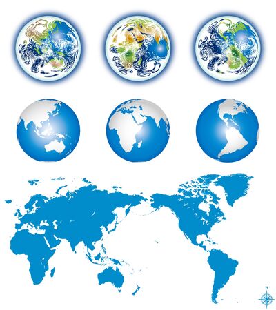Earth globes with world mapのイラスト素材