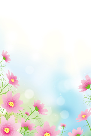 Beautiful flower field in autumnのイラスト素材