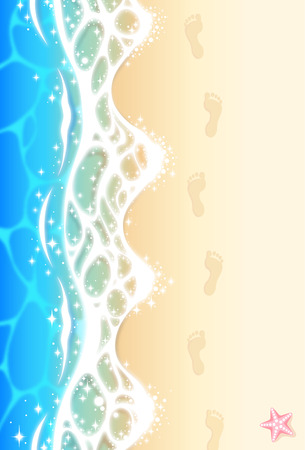 Wave of water on sandy beachのイラスト素材