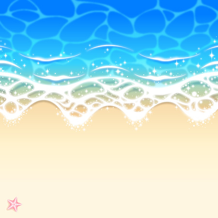 Wave of water on sandy beachのイラスト素材