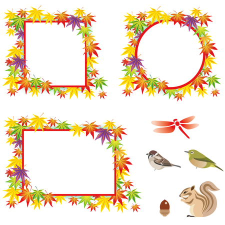 Set of maple leaves frames.のイラスト素材