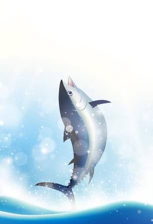 Jumping tuna fish vector illustration.のイラスト素材