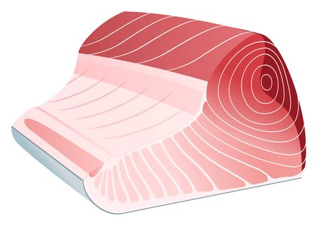 Fresh tuna block, isolated on the white background.のイラスト素材