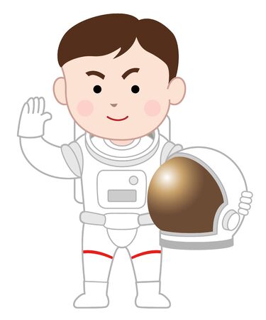 An astronaut saluting, isolated on white background.のイラスト素材