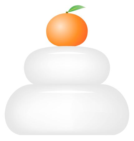 KAGAMIMOCHI (The Round Rice Cake  Japanese Offering) Traditional Isolated on White Backgroundのイラスト素材