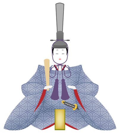 OBINA (Japanese traditional emperor doll), isolated on white background.のイラスト素材