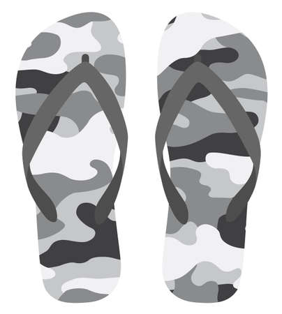 flip-flops camouflage gray white backgroundのイラスト素材