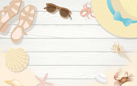 Frames of seashells and seaside creaturesのイラスト素材