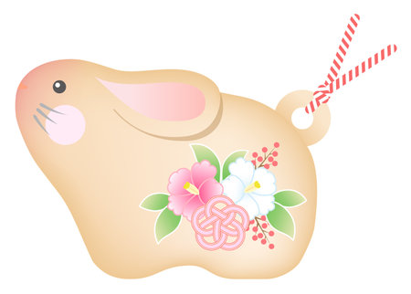 Rabbit å¯ rabbit clay bell white backgroundのイラスト素材