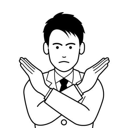 Businessman crossing arms to prohibitのイラスト素材