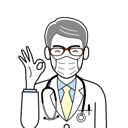 Doctor giving OK signのイラスト素材