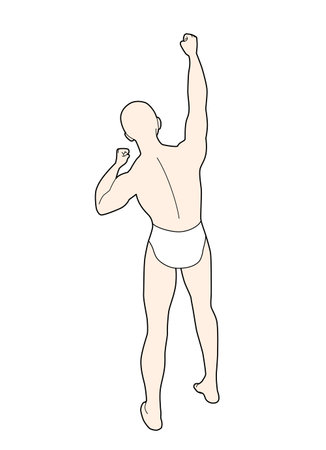 Behind the scenes of a fighter in a guts pose and rejoicingのイラスト素材