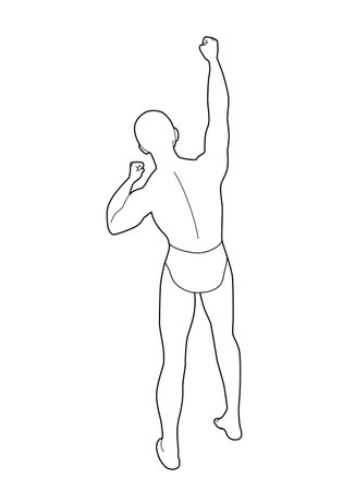 Behind the scenes of a fighter in a guts pose and rejoicingのイラスト素材