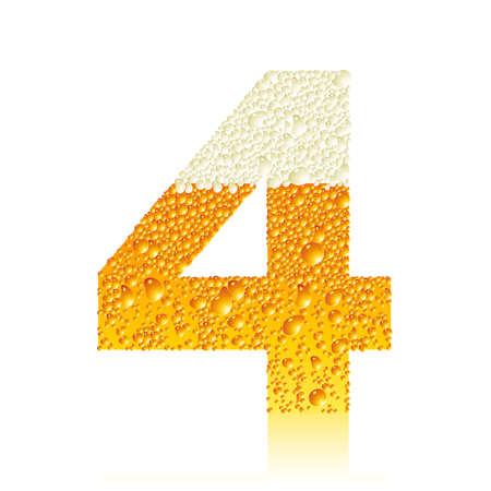 digit 4 with beer bubblesのイラスト素材