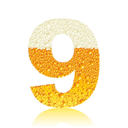digit 9 with beer bubblesのイラスト素材