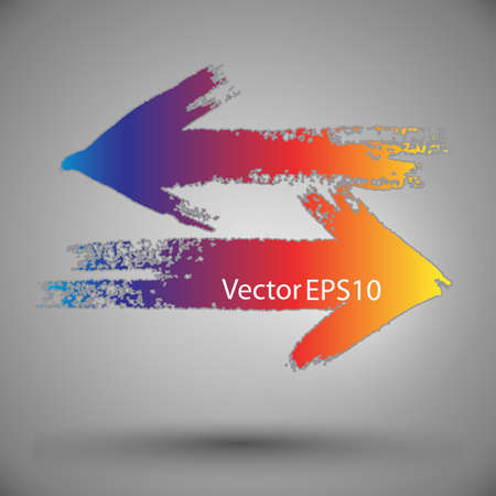 two colored arrows pointing in different directions, drawn by handのイラスト素材