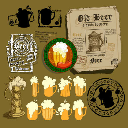 set of different beer elements for your designのイラスト素材