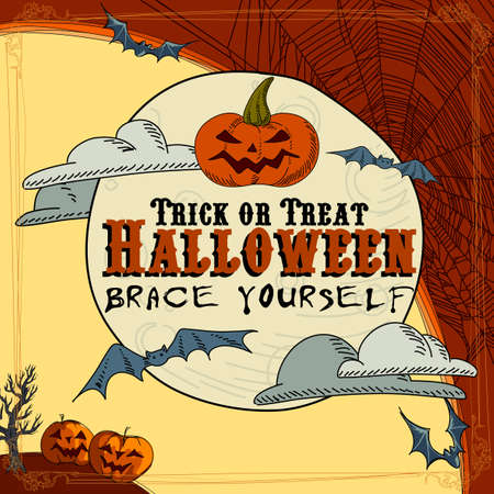 Halloween background with traditional symbols of this festivalのイラスト素材