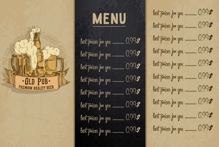 Sample menu design in the brasserie, freehand drawingのイラスト素材