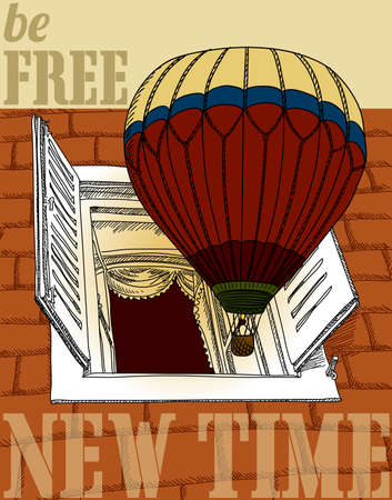 unforgettable experience of a new journey in a balloon in the summer timeのイラスト素材