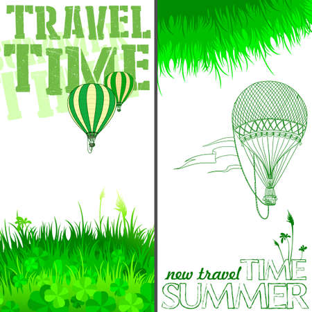 unforgettable experience of a new journey in a balloon in the summer timeのイラスト素材