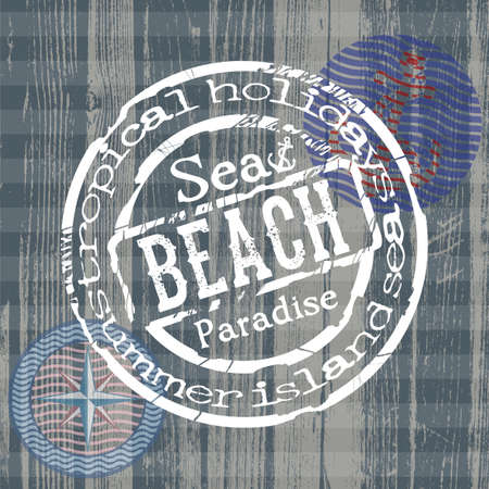 Background on a theme of seaside with a seal in the foregroundのイラスト素材