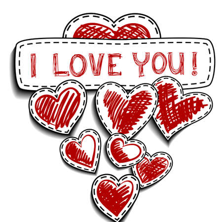 A heart, Love,  St. Valentines Day. Drawing by hand.のイラスト素材