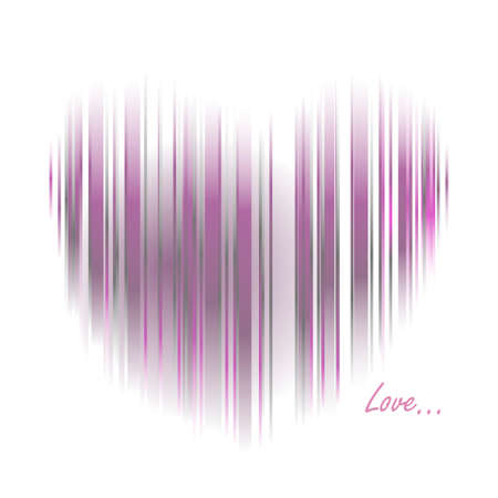 Stylish greeting card for Valentine's Day. Abstract striped heart on a white background and the gracefully written word Love ...のイラスト素材
