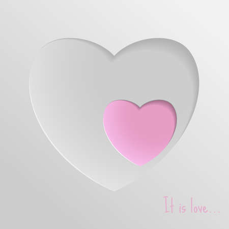 Greeting card for Valentines Day. White and pink hearts on a white background.のイラスト素材