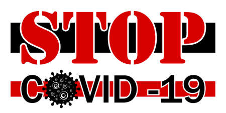 The red inscription Stop COVID-19 on a white background.のイラスト素材