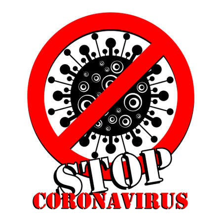 Prohibition sign for coronavirus. Red on a white background.のイラスト素材