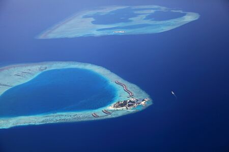 Aerial view of the maldive island Giraavaruの写真素材