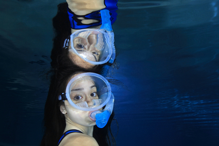 Female snorkeler underwaterの写真素材
