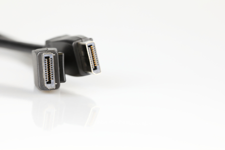 HDMI cable connector on white backgroundの写真素材