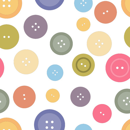 Cute pattern with colorful buttons on a white backgroundのイラスト素材