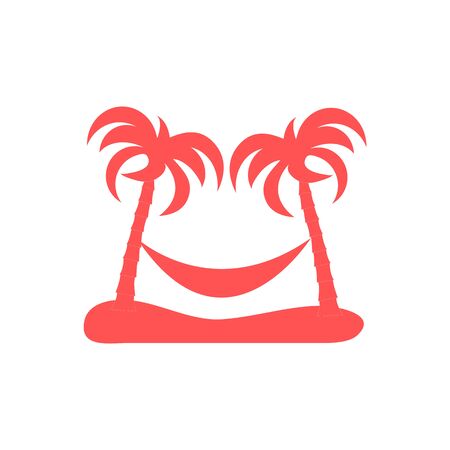Stylized icon of rest in a hammock under two palm treesのイラスト素材