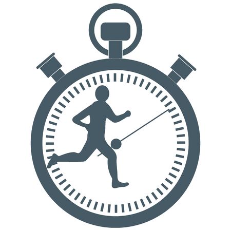 Stylized icon of the runner with a stopwatch on a white backgroundのイラスト素材