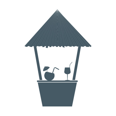 Stylized icon of the bar on the beach with cocktailsのイラスト素材