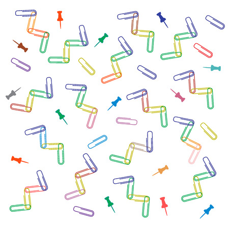 Nice picture of different colored paper clips and buttons on white backgroundのイラスト素材