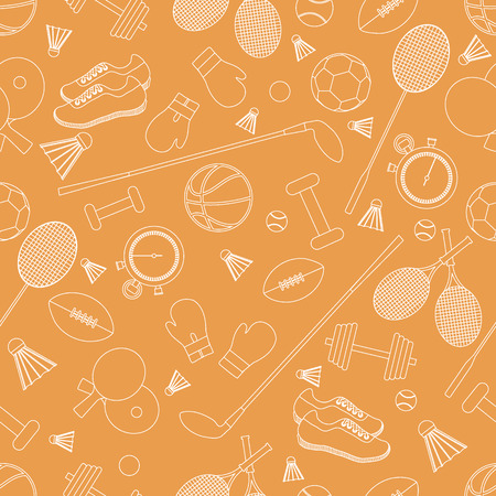 Seamless pattern on the sports theme. Vector illustration sports and fitness equipment. Series of Sporting Patterns.のイラスト素材