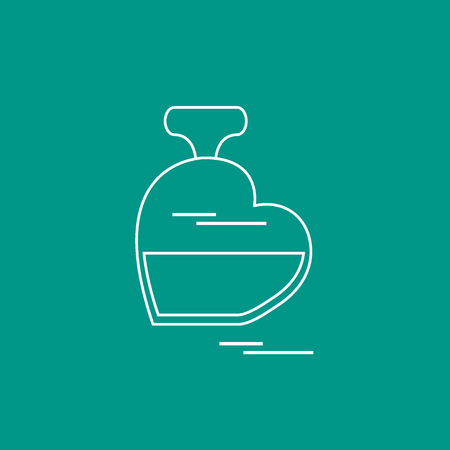 Cute illustration of perfume bottle in the shape of heart. Design for banner, poster or print. Greeting card Valentine%u2019s Day.のイラスト素材