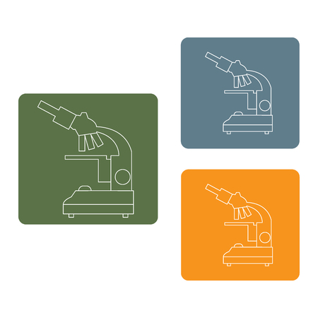 Stylized icons of microscope in different colors. Magnifying device sign. Laboratory equipment symbol.のイラスト素材
