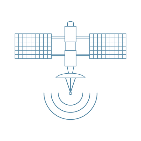 Stylized vector icon of space satellite. Design for banner, poster or print.のイラスト素材