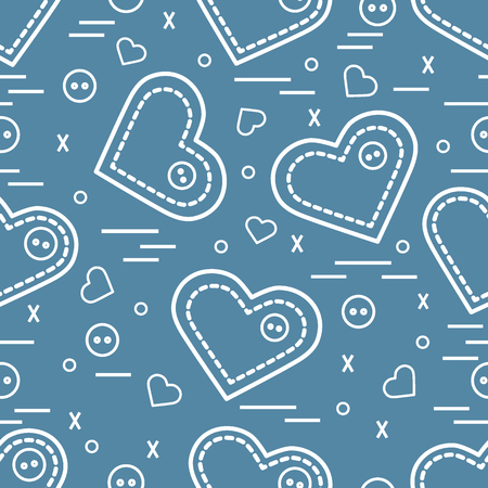 Cute seamless pattern with needle cases and buttons. Greeting card Valentines Day. Design for banner, flyer, poster or print.のイラスト素材