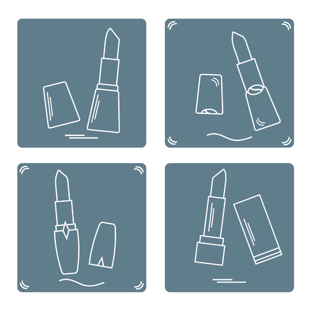 Vector illustration with various tubes of  lipstick. Glamour fashion vogue style.のイラスト素材