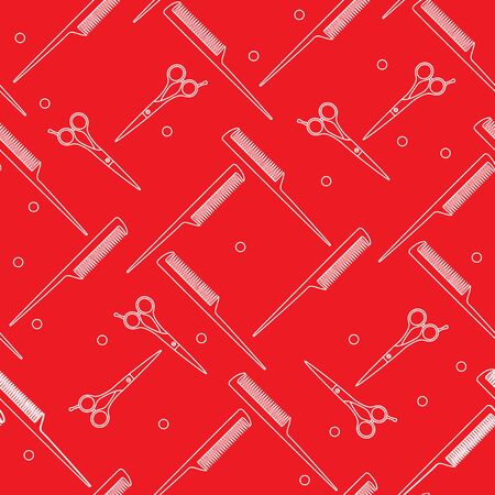 Cute pattern of scissors for cutting hair and combs.のイラスト素材