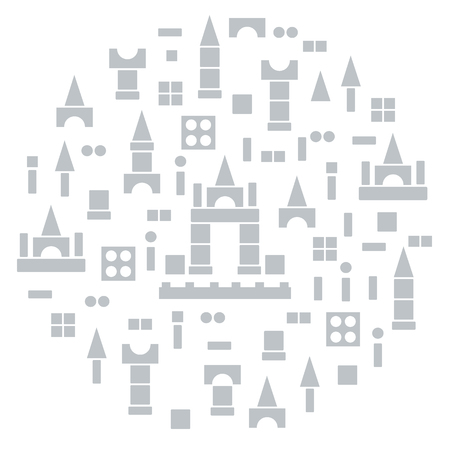 Cute vector illustration with children's designer arranged in a circle. Design for poster or print.のイラスト素材